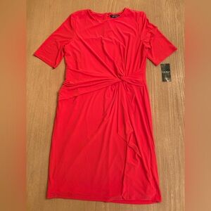 Lauren Ralph Lauren Red Knot-Front Sheath Dress l Size: 16 NWT